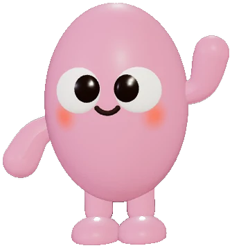 Plum, a plush pink bomber, waving